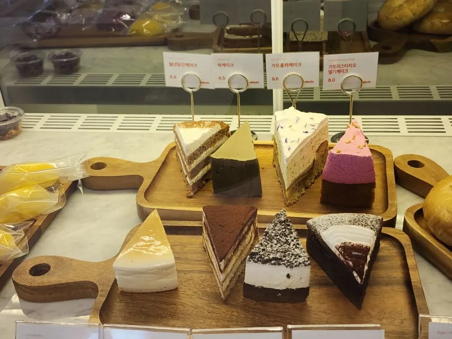 Display case of baked goods and desserts