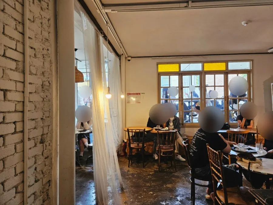Different café spaces by floor