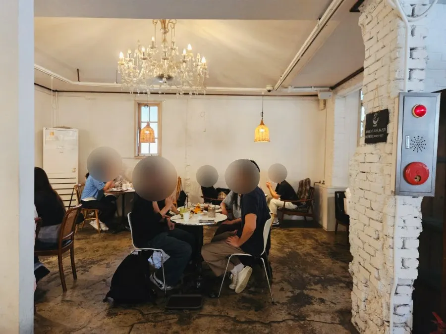Indoor seating at the large café
