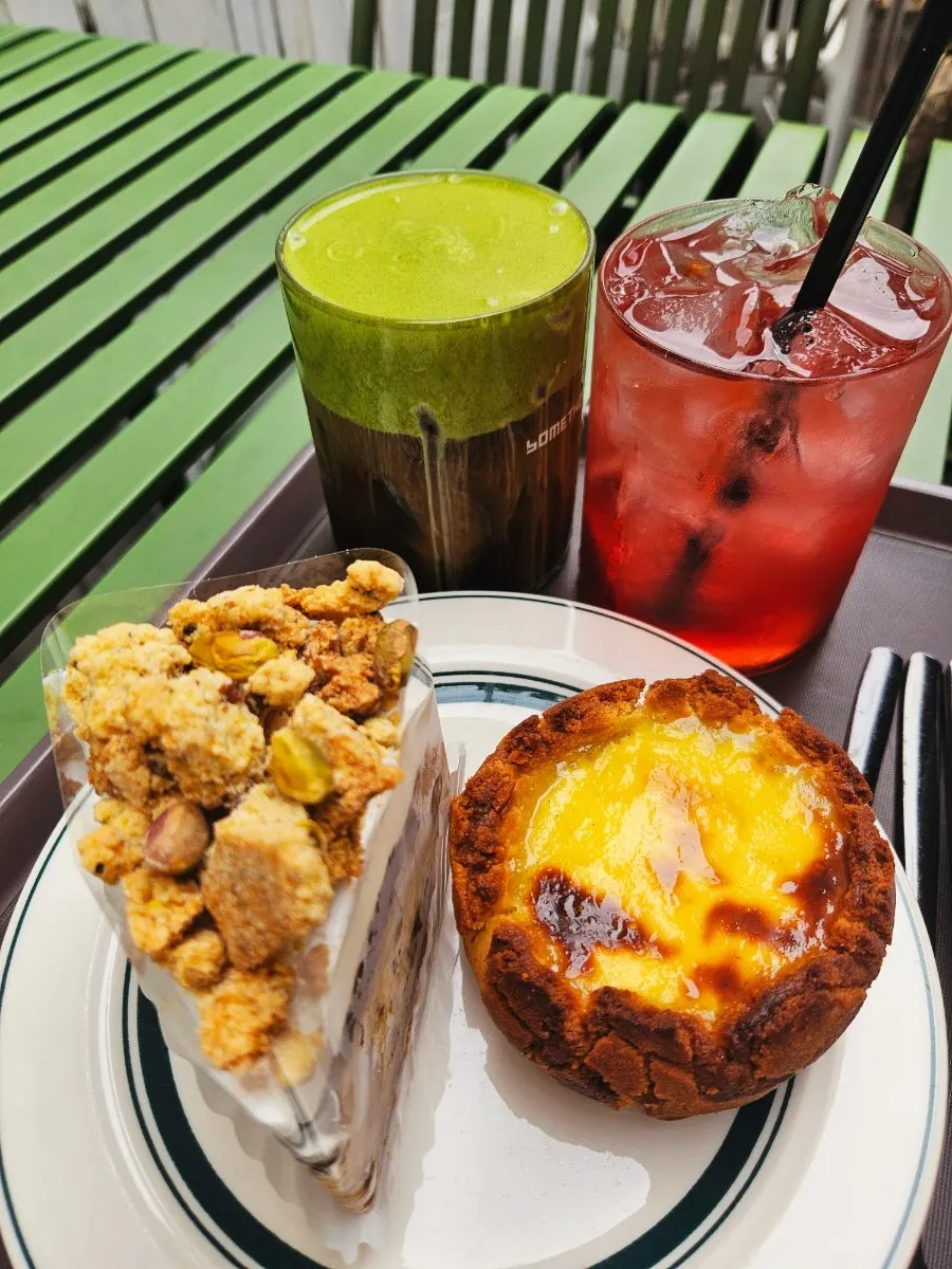 Ordered desserts and drinks on the terrace