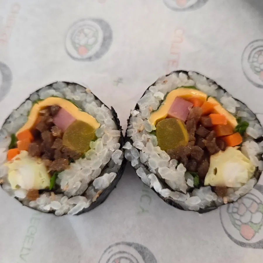 Generously filled cheese gimbap image