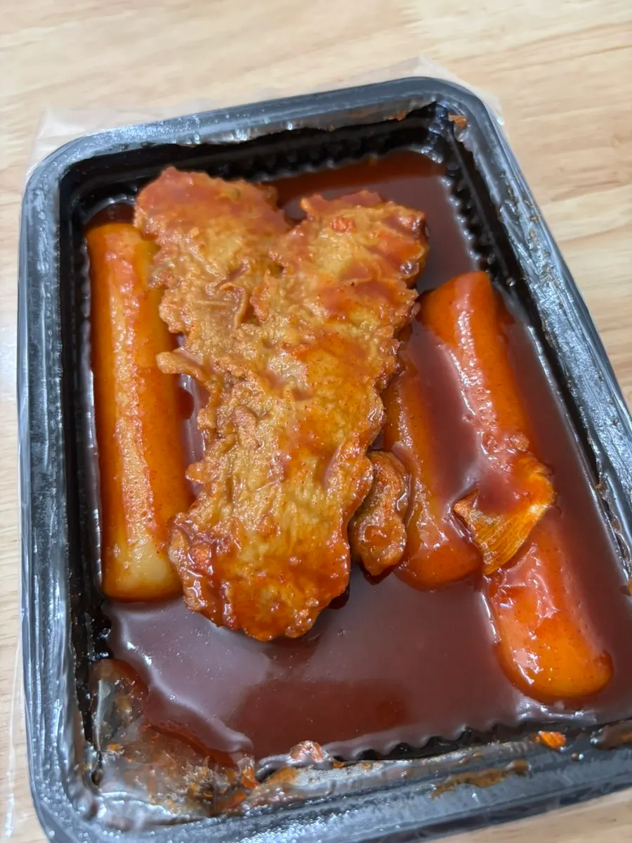 Close-up of thick whole rice cake tteokbokki