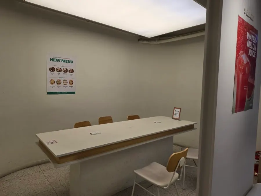 Solo study seats in the café