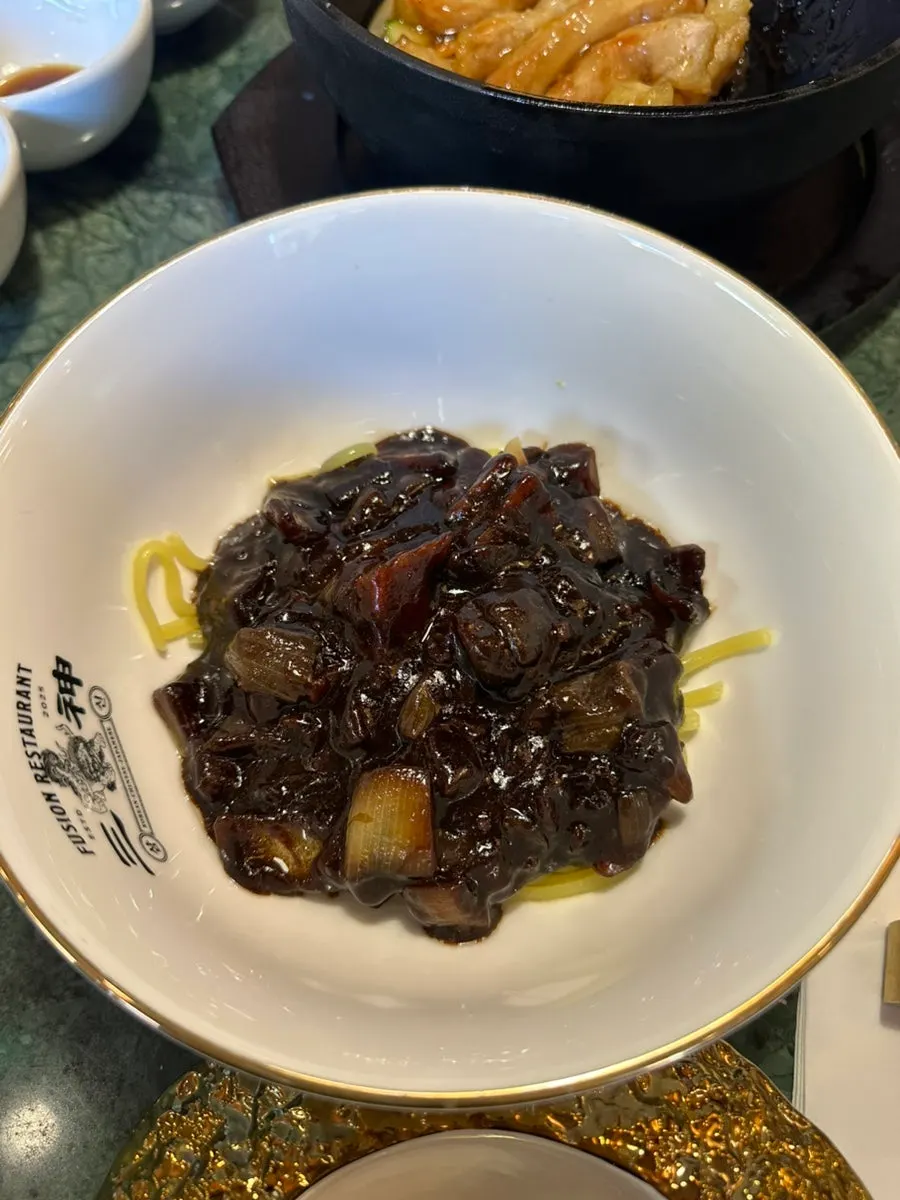 Taean potato jajangmyeon with large potato chunks