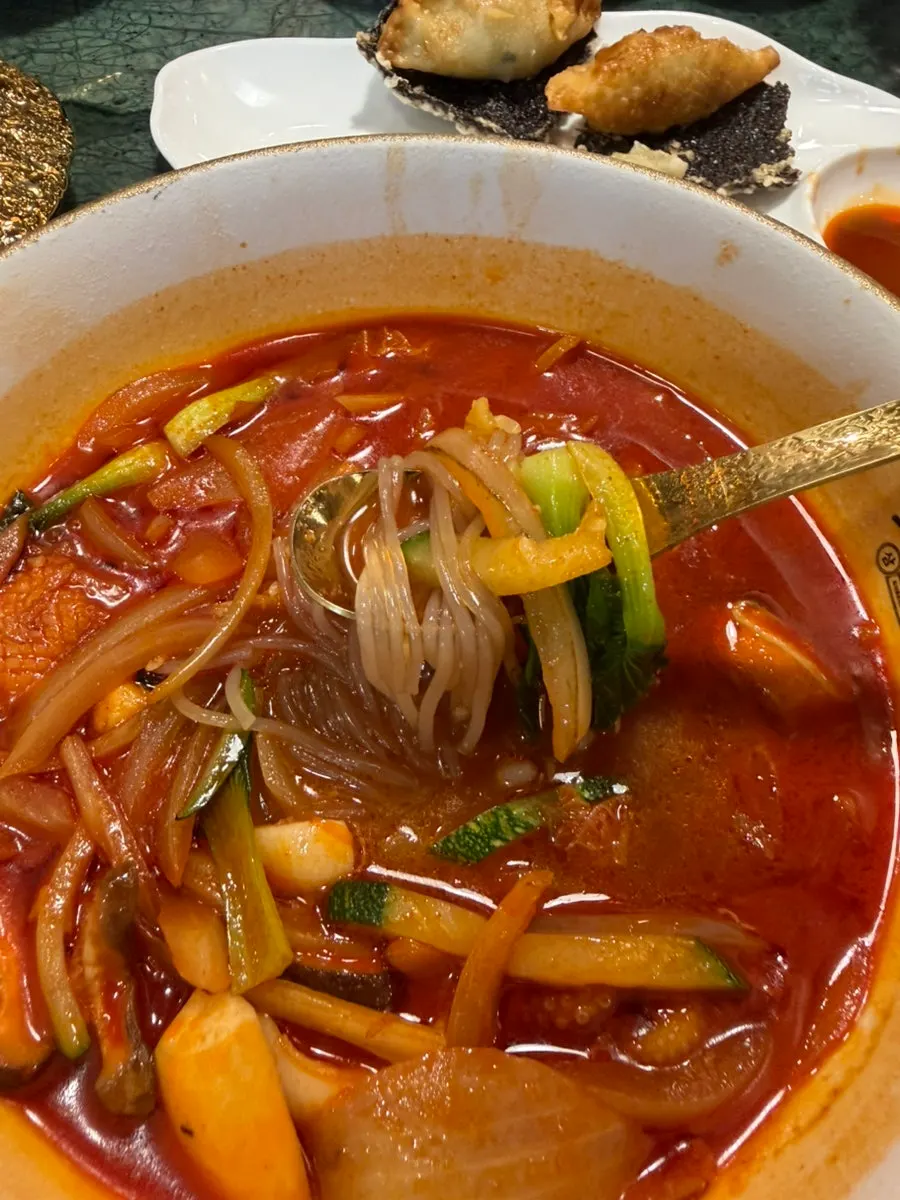 Crispy gimbugak served alongside the dumplings