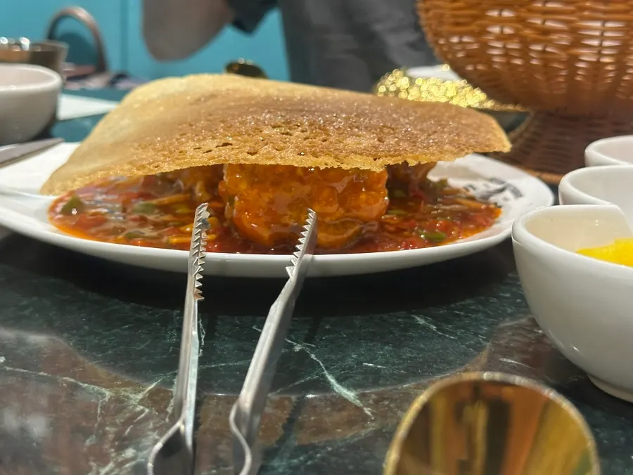 A plate with tangsuyuk portioned out