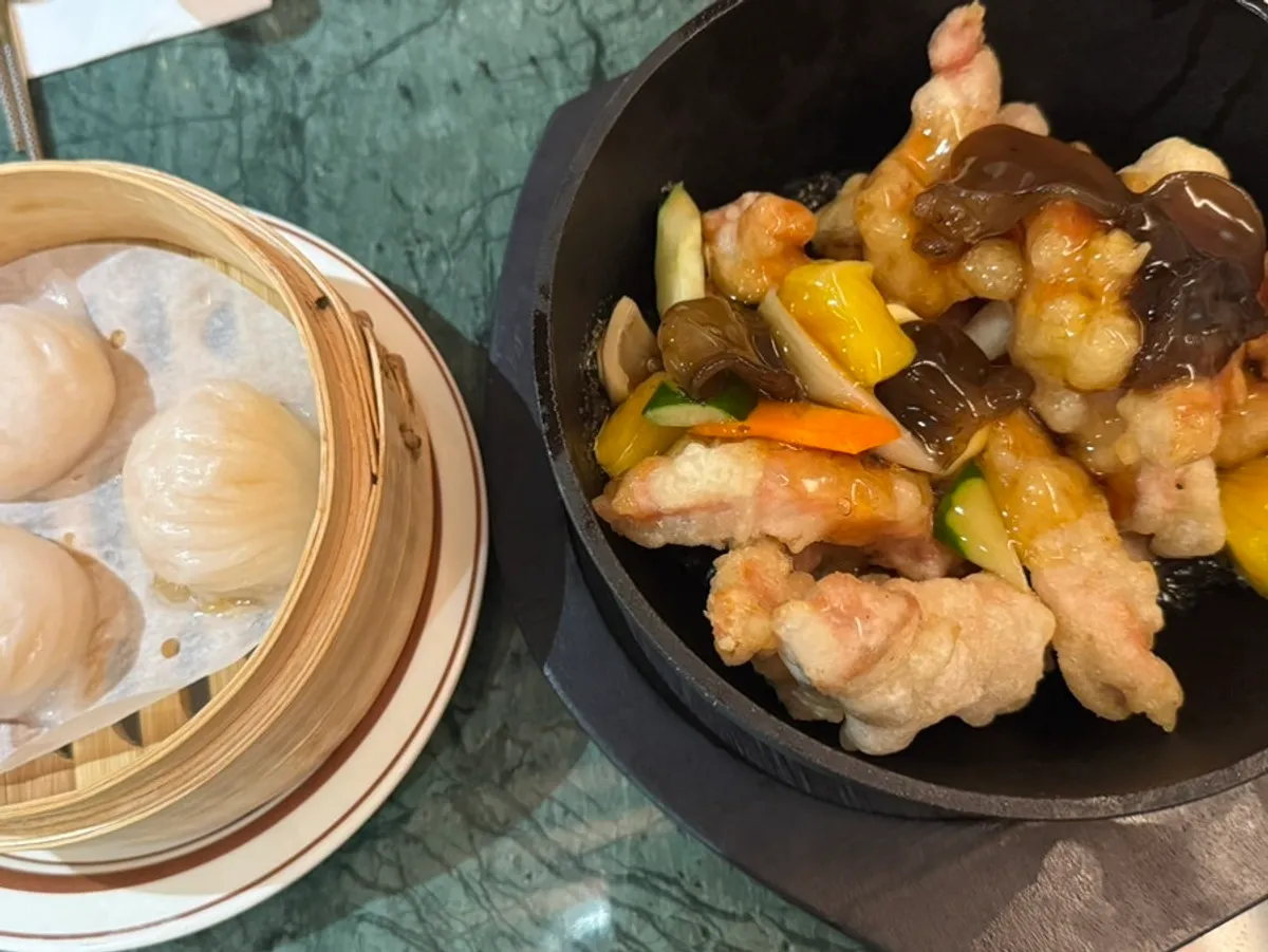 Handmade shrimp har gow and Chinese dishes