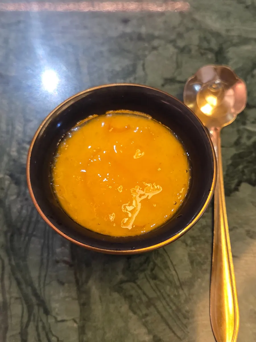Yuzu pudding with yuzu marmalade
