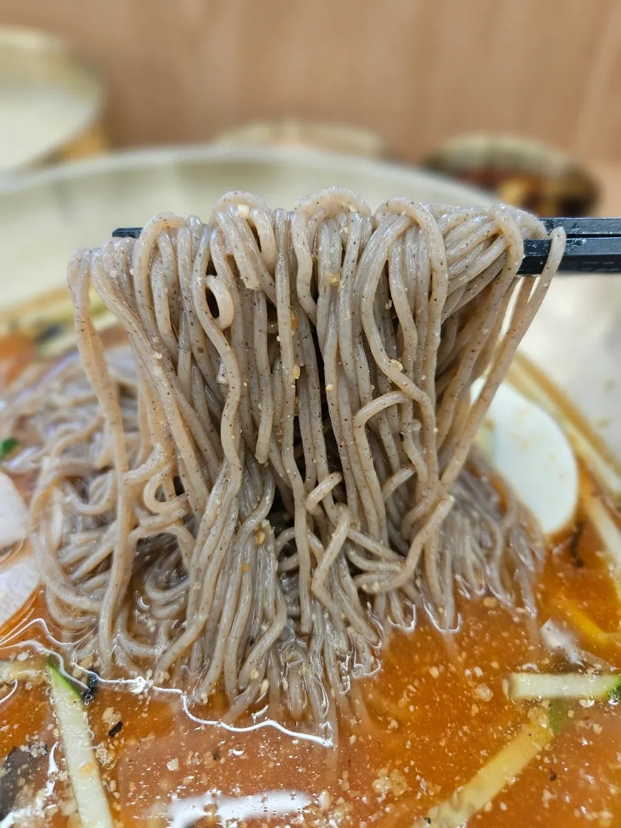Vertical photo of the cold water makguksu