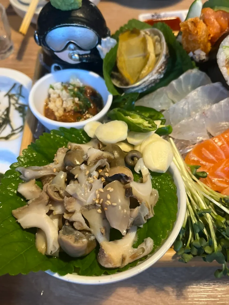 Aged sashimi and seafood inside the Haenyeo Box