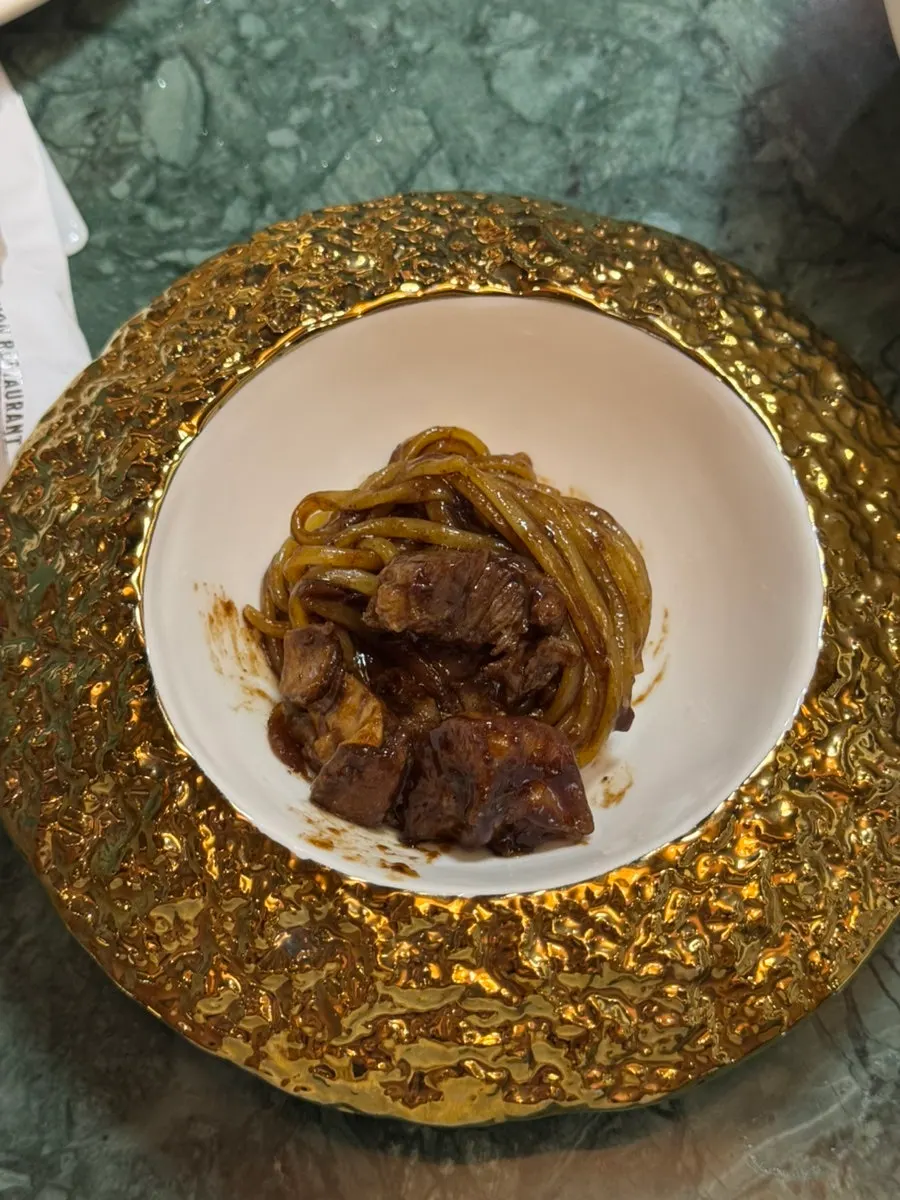 Galbi-jjim jajangmyeon with potatoes in it