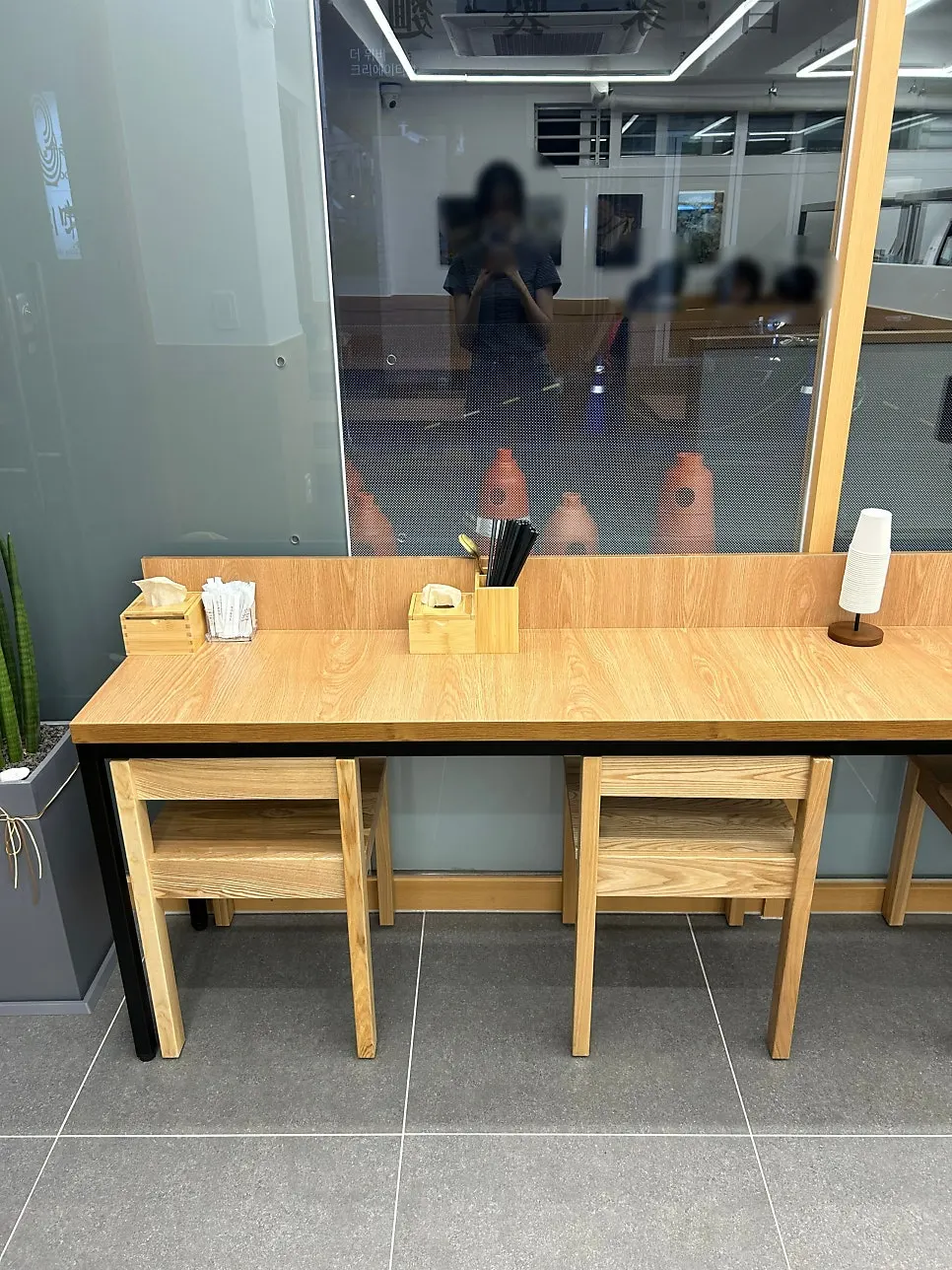 Table seating comfortable for solo dining