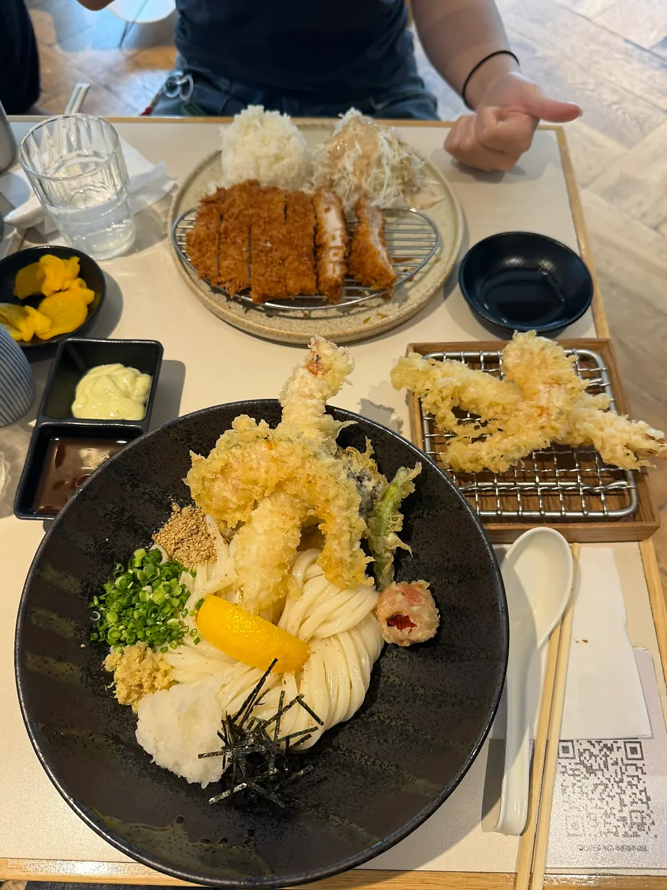 テボのぶっかけうどん・天ぷら・ロースカツの全体写真