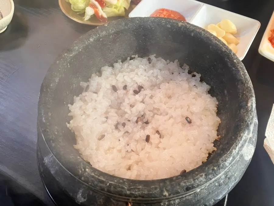 Black rice and a generous Korean set-meal spread
