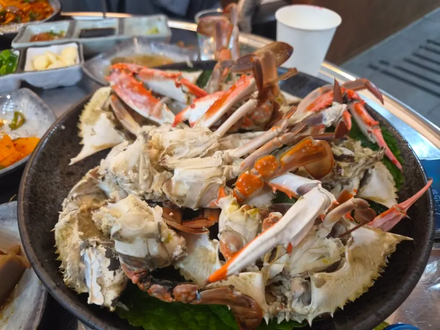 Picked-apart steamed crab meat