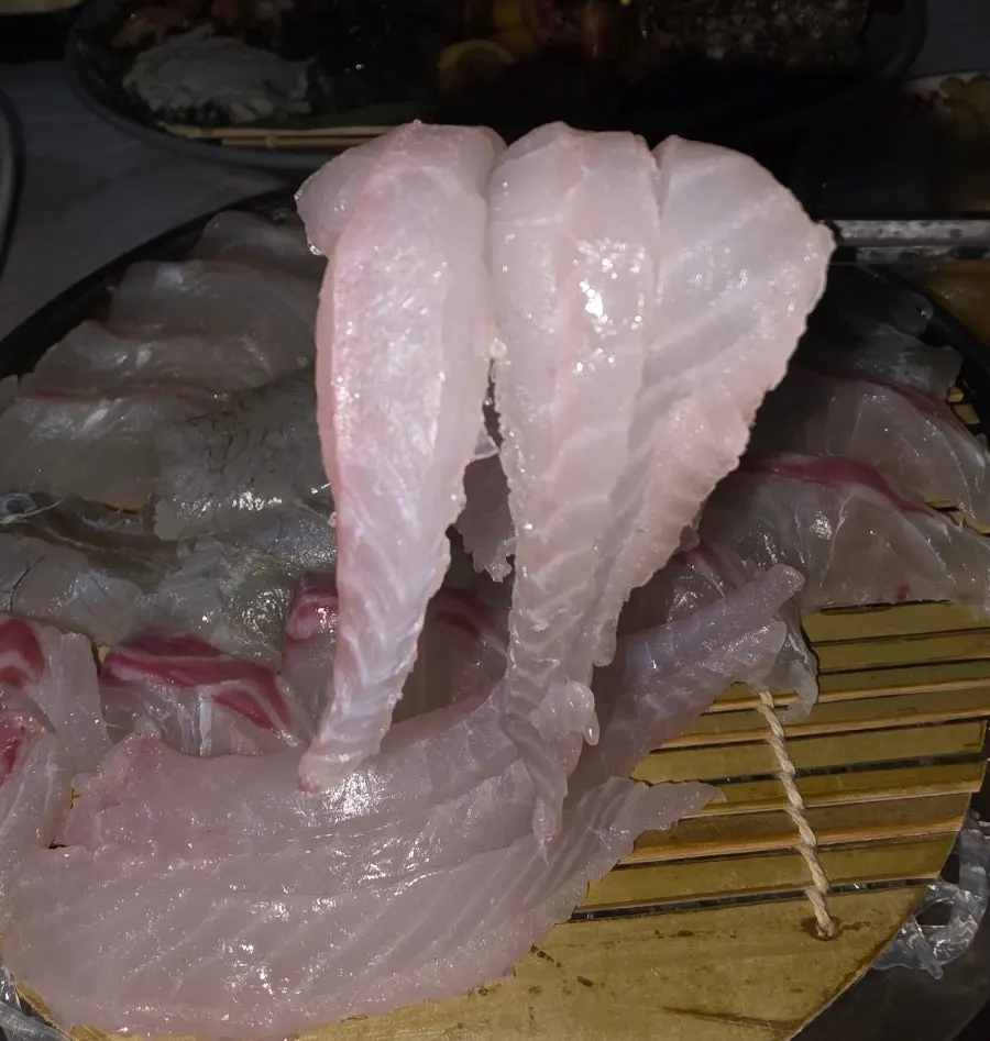 Neatly sliced mixed sashimi