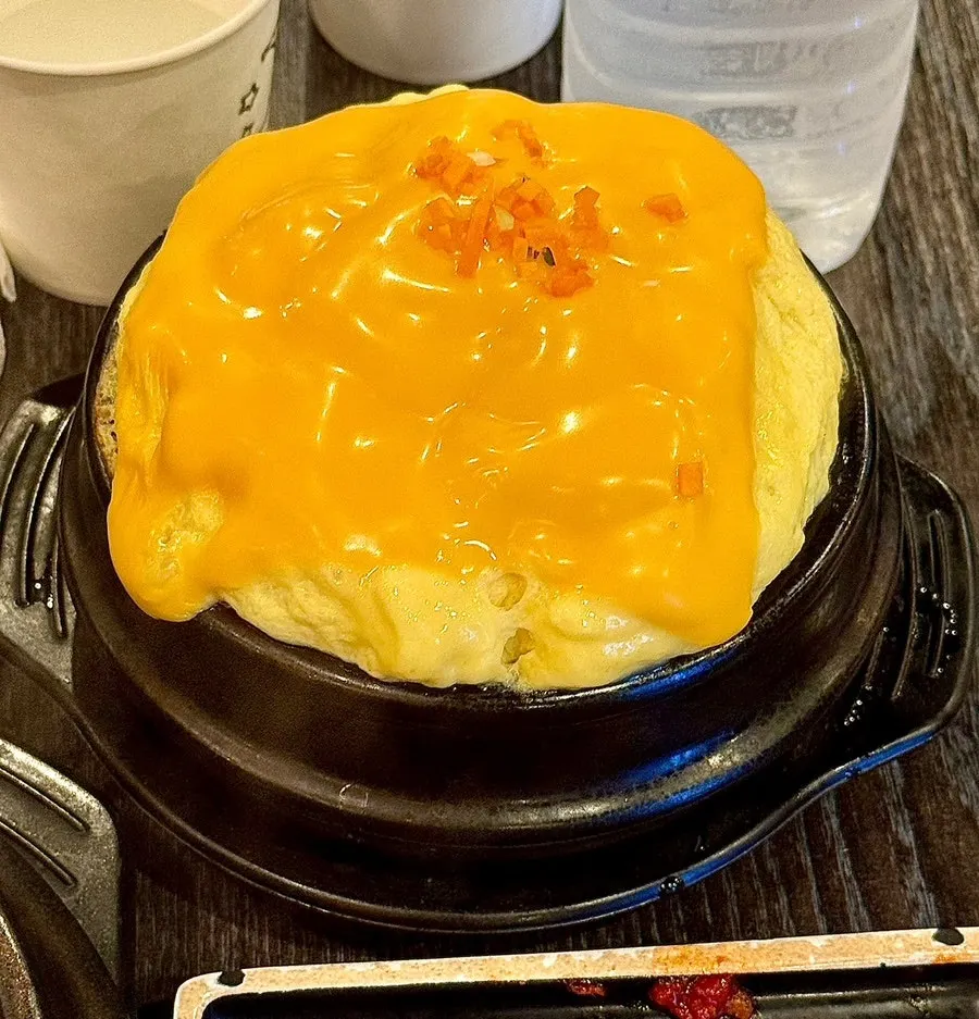 Cheese Bomb Steamed Egg piled high with melted cheese