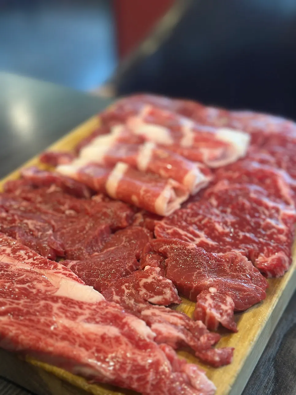 Assortment of marbled hanwoo cuts