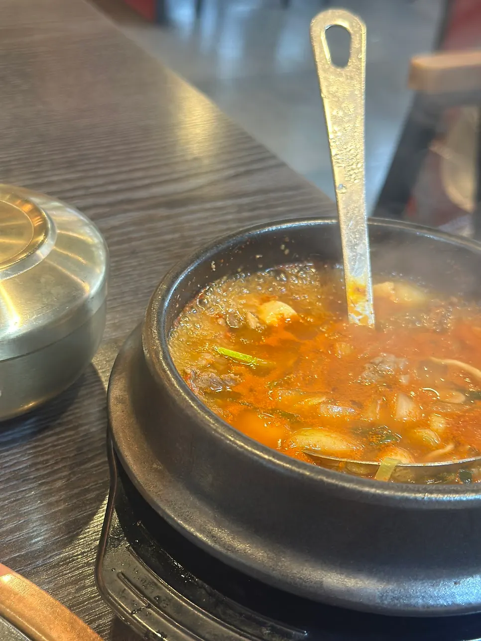 Beef doenjang jjigae and rice ordered to finish the meal