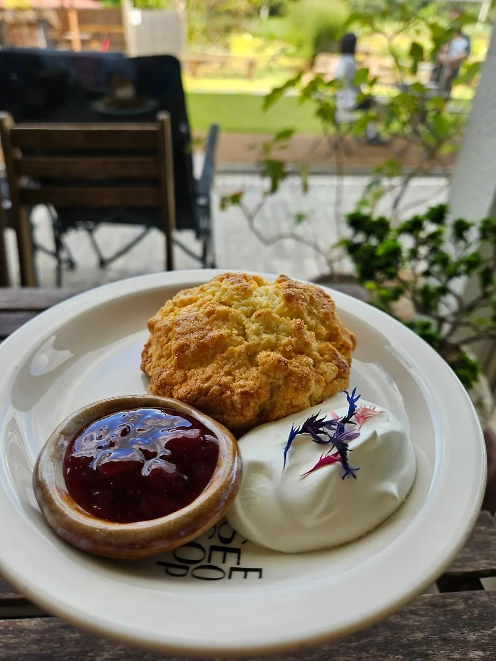 A bite of croffle topped with ice cream
