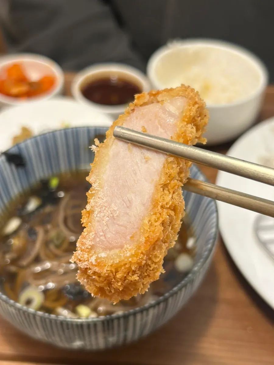 Piece of sirloin katsu with thin, crispy breading