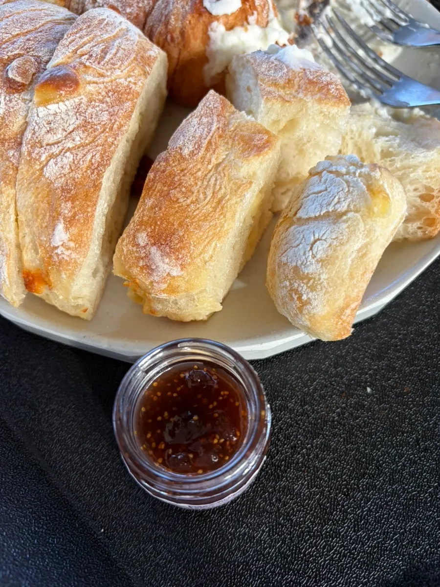 Cross-section of the peach cream croissant