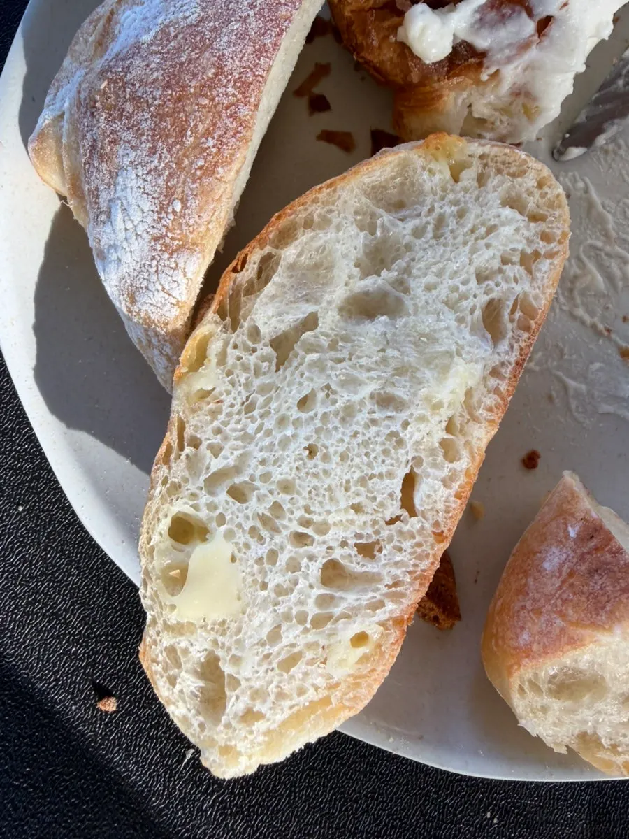 Cheese ciabatta with fig jam