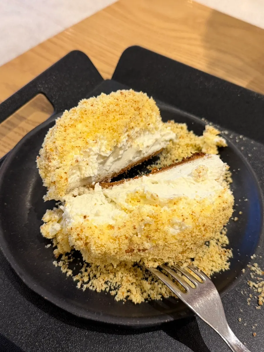Castella salt bread cut in half showing the cream filling
