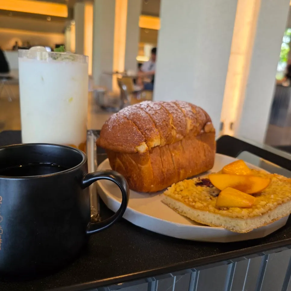 Café table set up with a baby