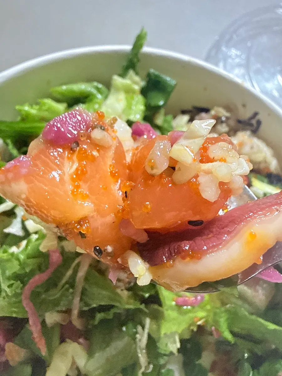 A spoonful of mixed all-in-one poke