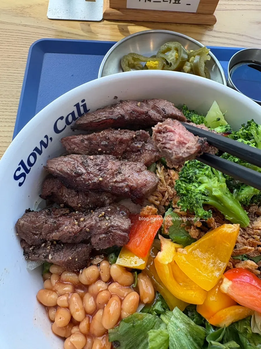 Slices of sous-vide beef flap steak