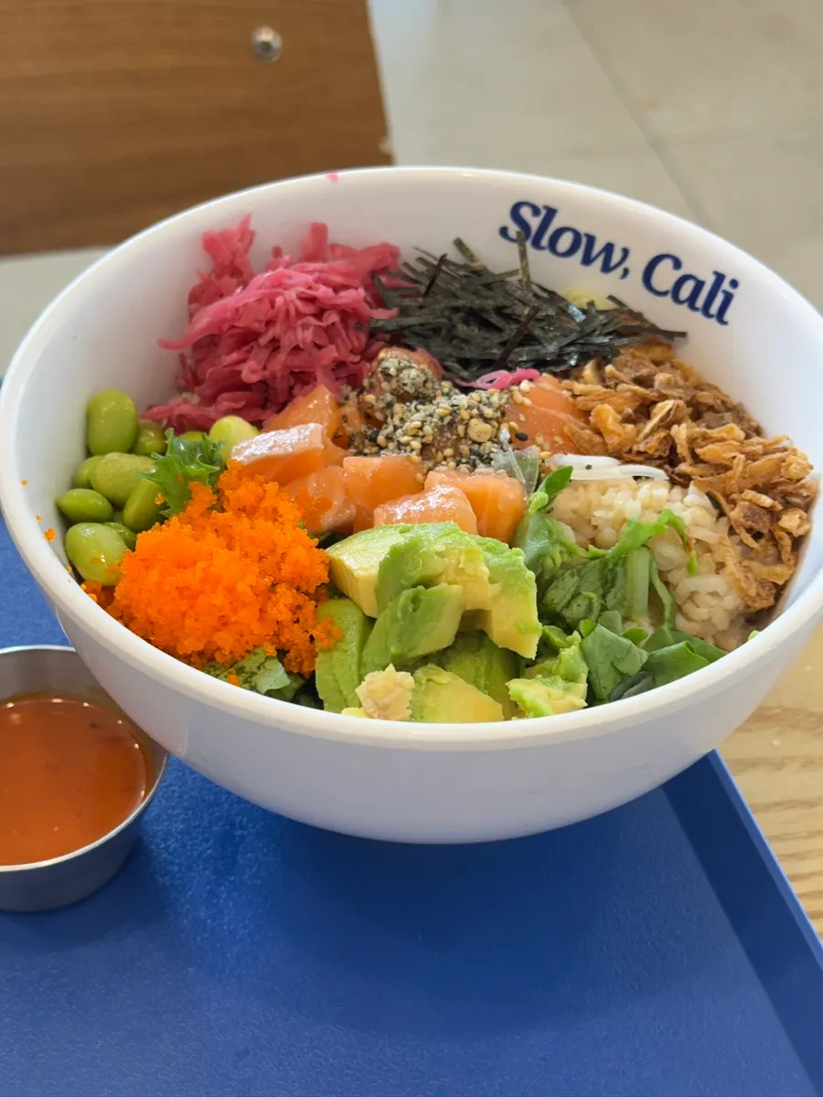 The ordered salmon poke bowl