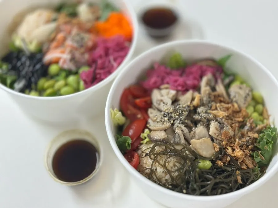 Truffle mushroom poke topped with mushrooms