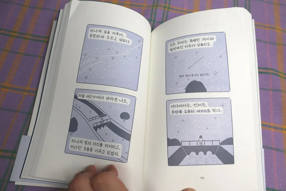 만화와 글로 구성된 에세이 페이지