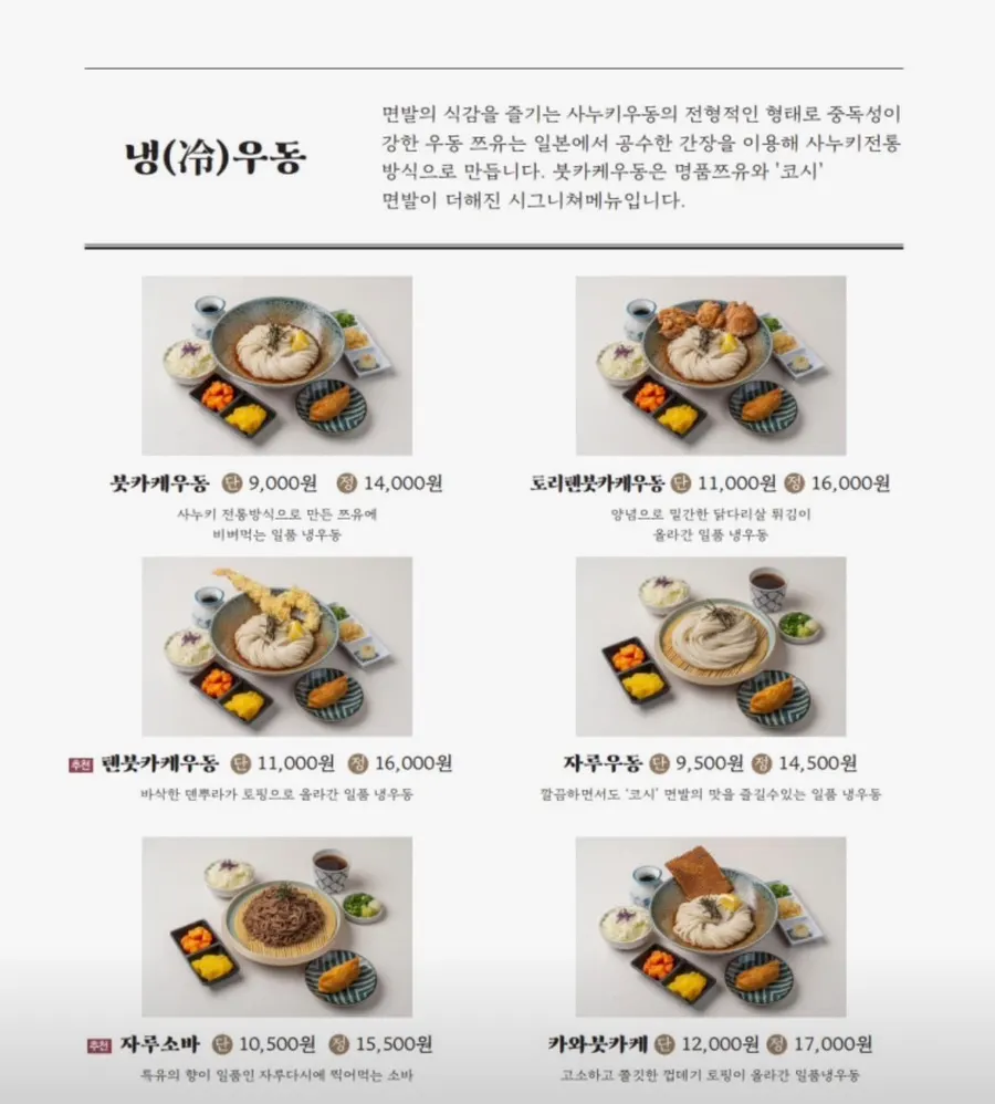 Kosi cold udon menu information