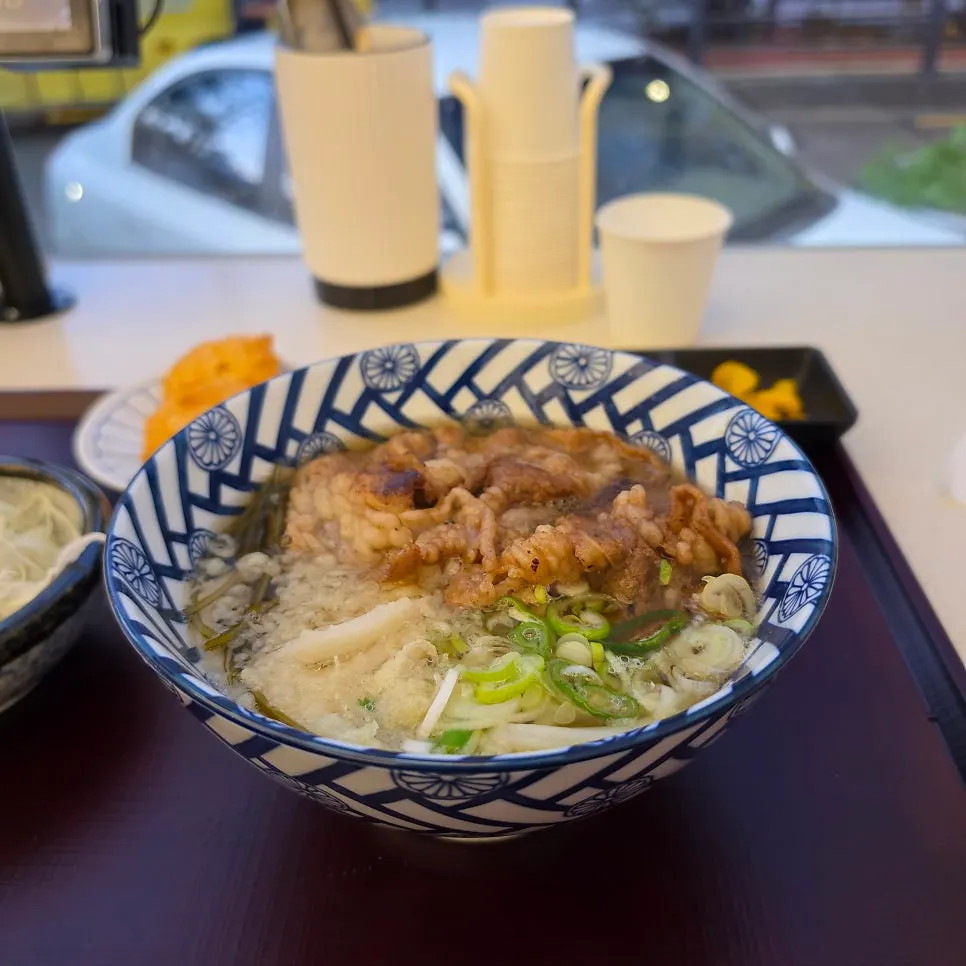 Menu listing udon and pork cutlet dishes