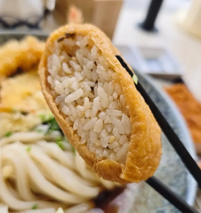 Inari sushi accompaniment with the pork cutlet set meal