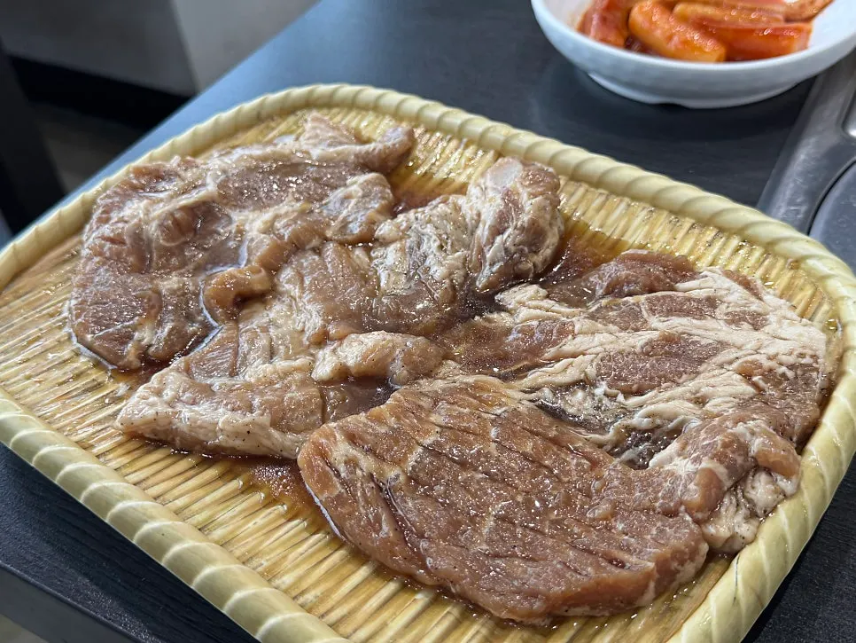 A generous serving of Sodam Galbi's signature pickled onion