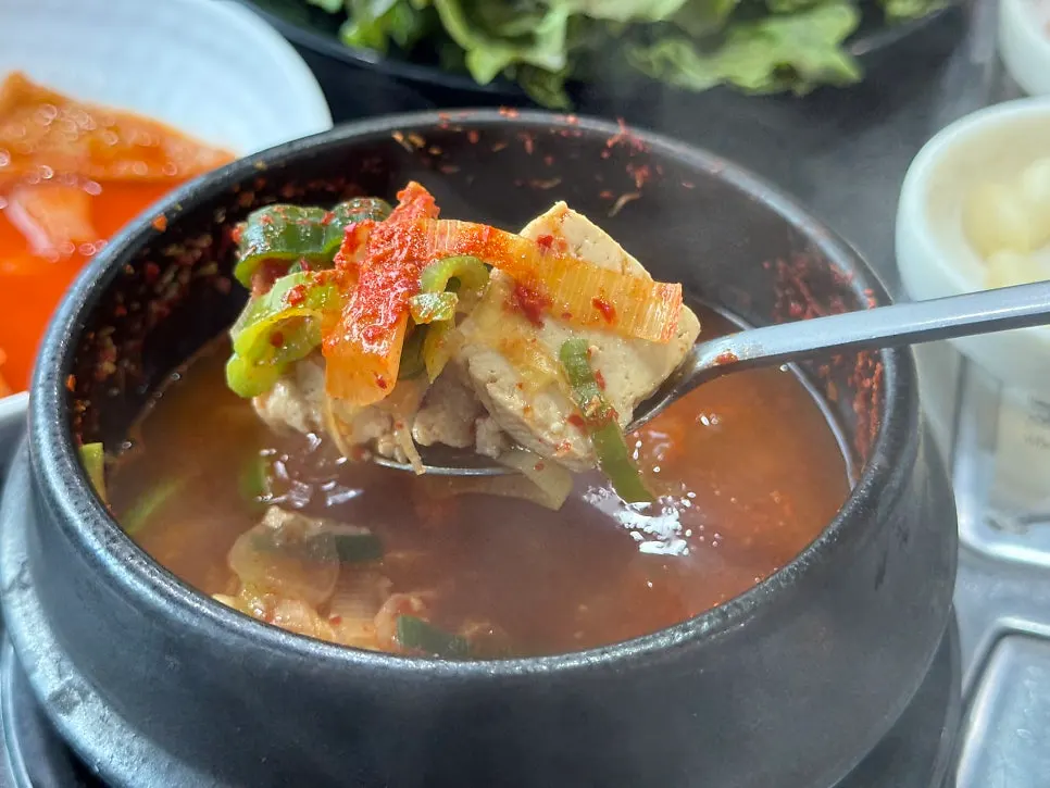 Doenjang jjigae served bubbling hot