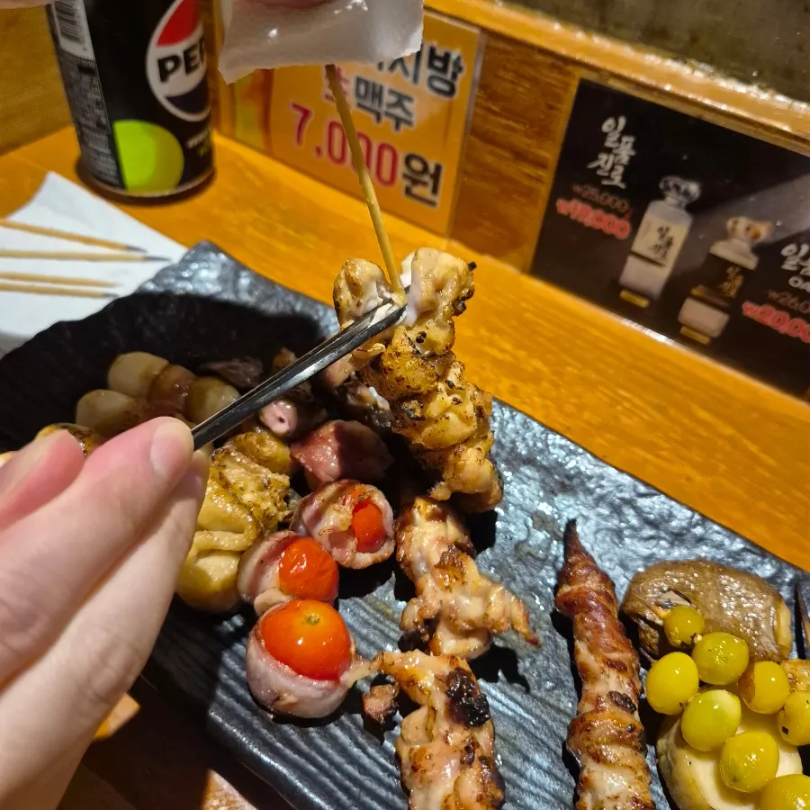 Plating of the assorted skewer platter, 11 types, 13 pieces