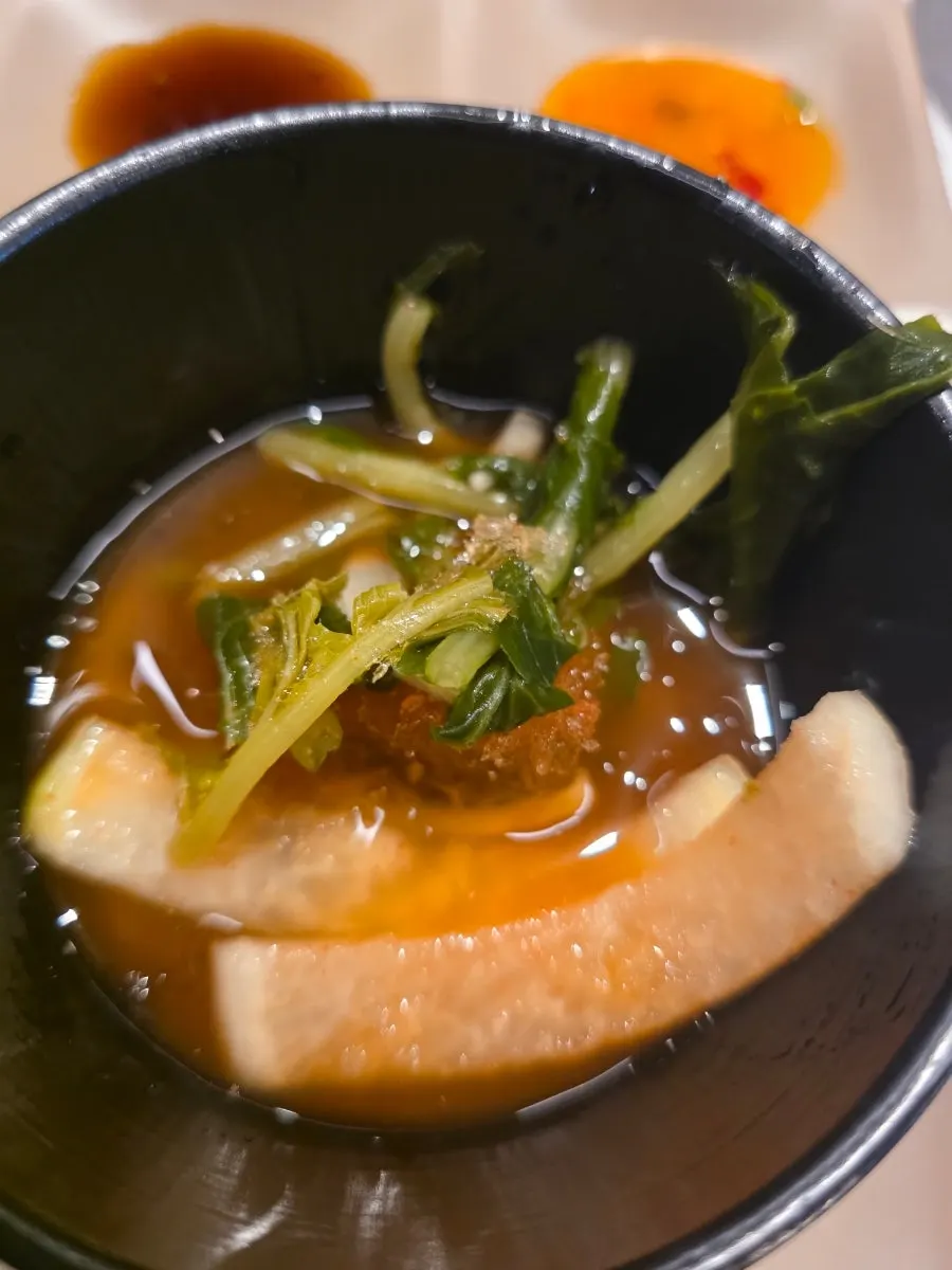 Plate of spring roll ingredients and vegetables
