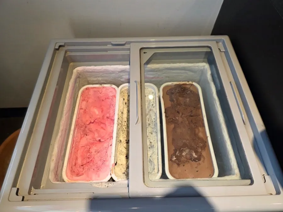 Freezer stocked with dessert ice cream