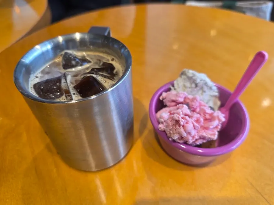 Ice cream served with an individual hygienic spoon