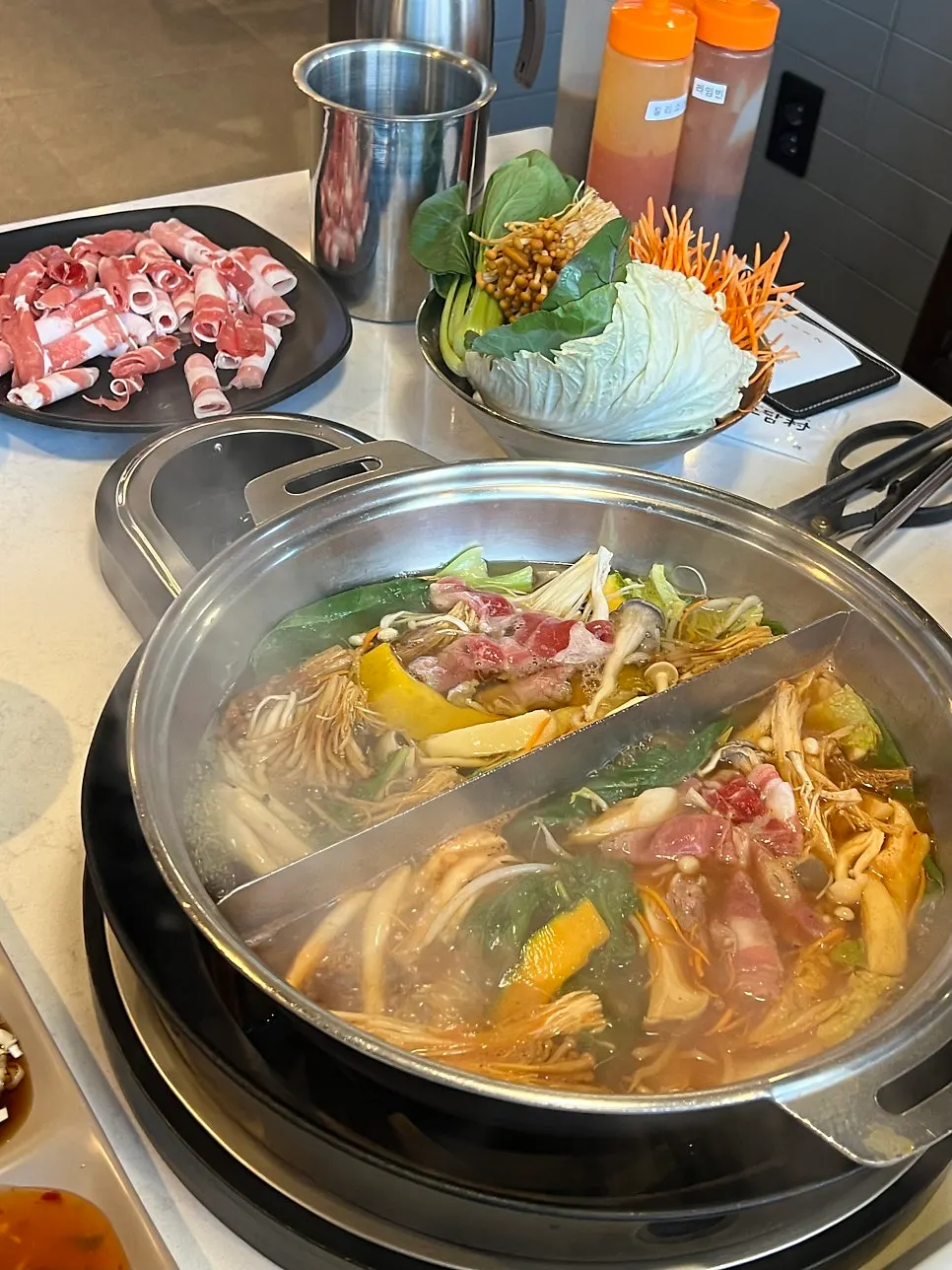 Cooking mushrooms in the broth