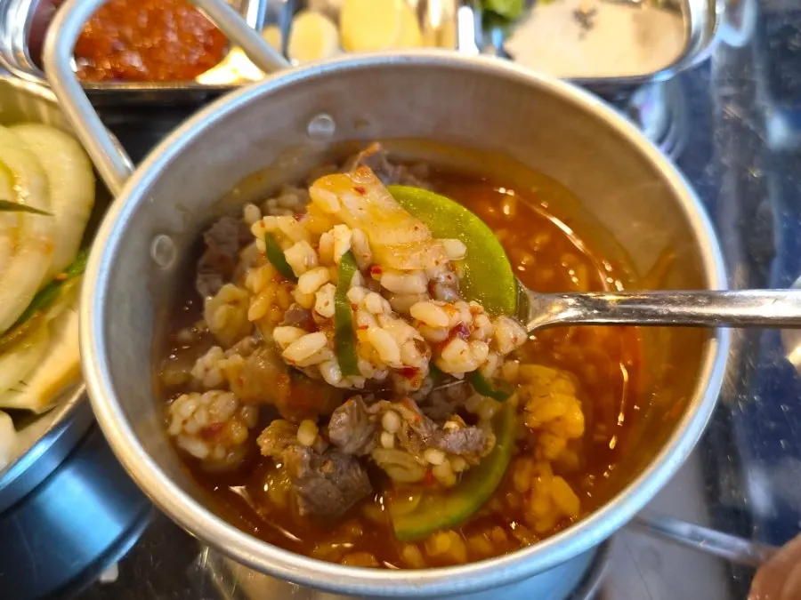 A bowl of doenjang sulbap packed with ingredients