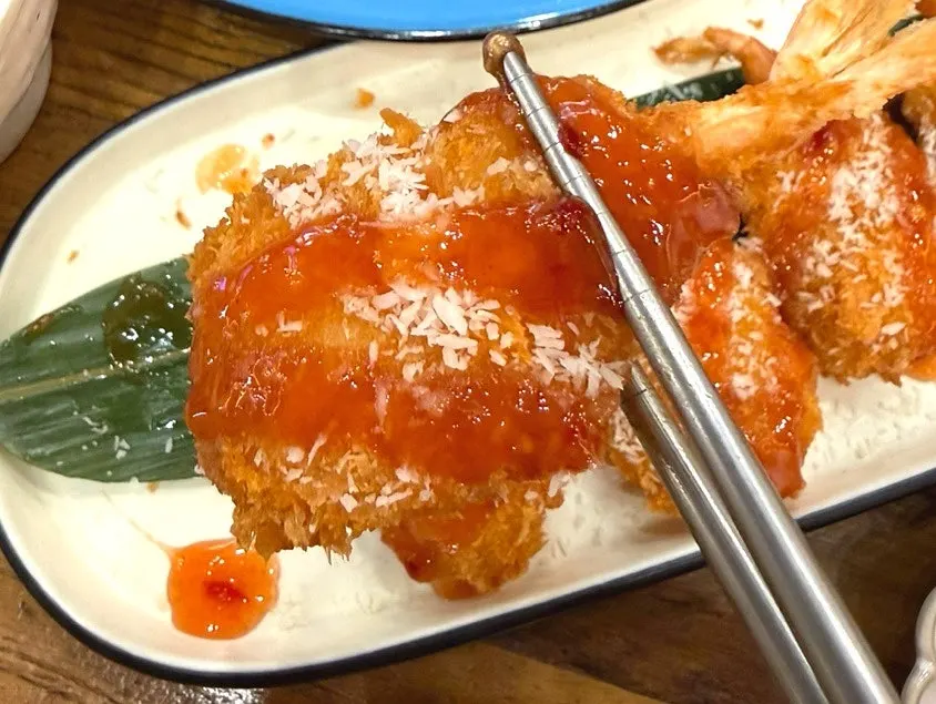 Coconut shrimp alongside the main dishes