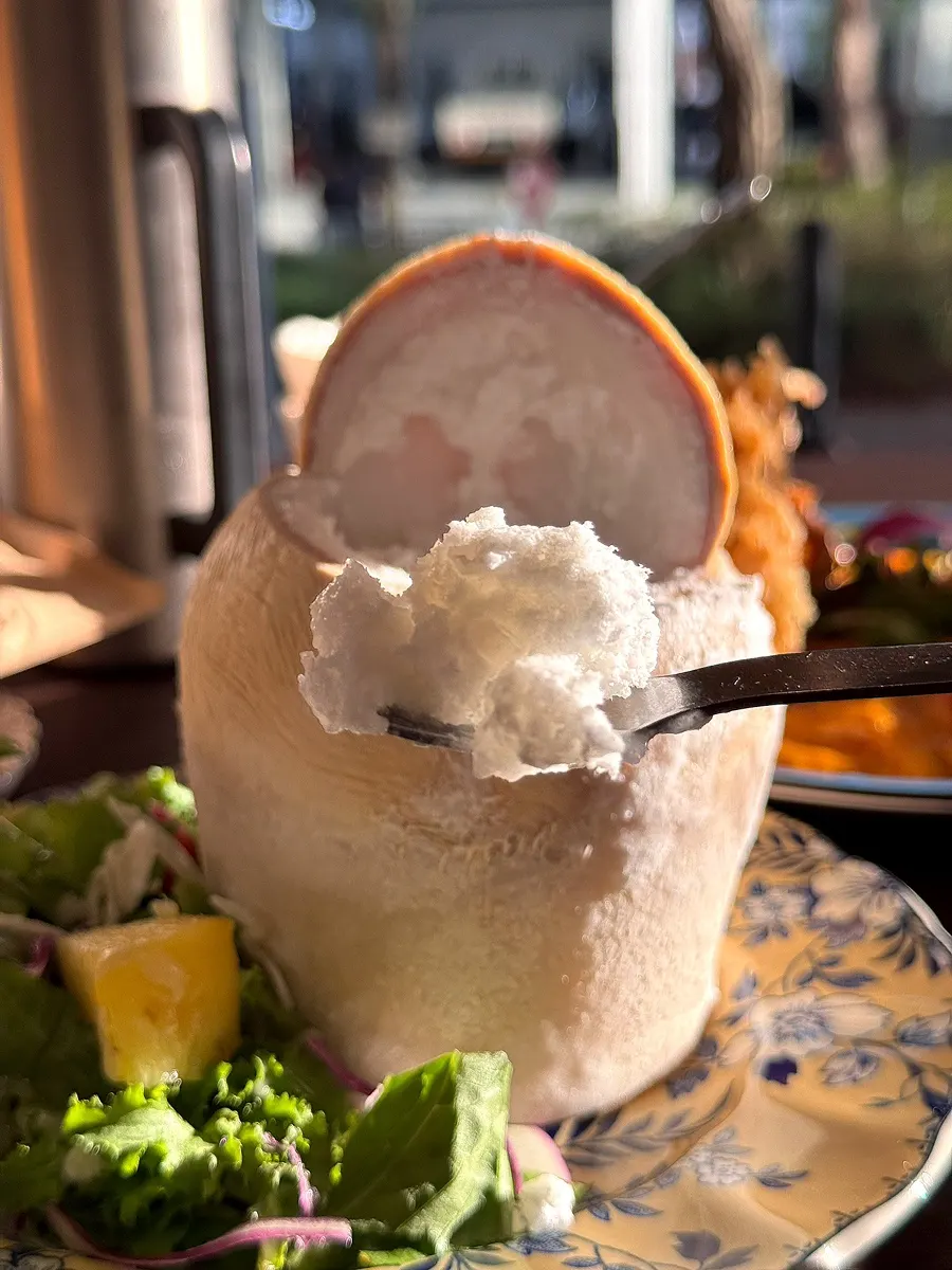 Coconut sorbet ordered for dessert