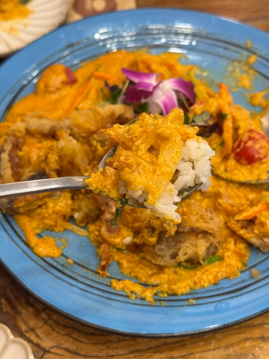 A piece of fried soft-shell crab