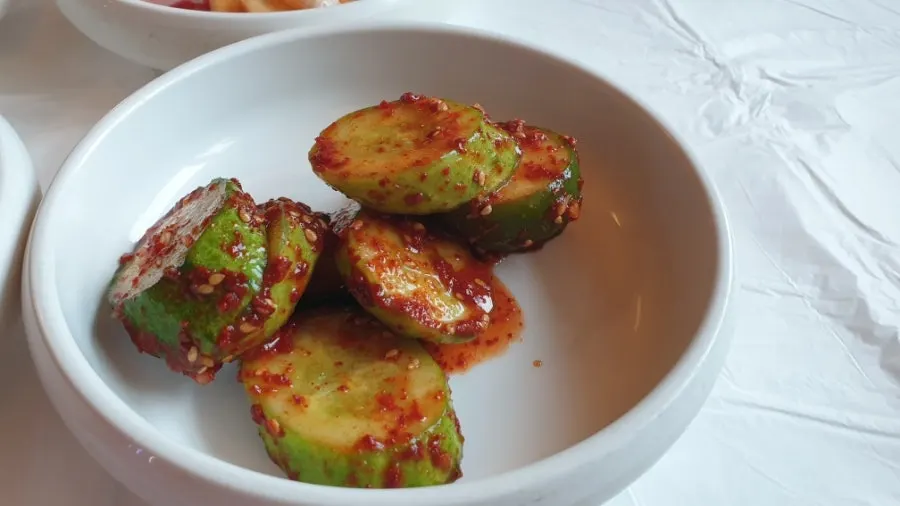 A full spread of Bigeumdo's side dishes