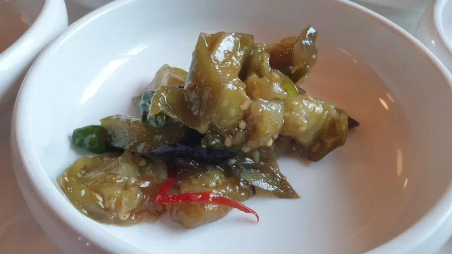 A clean plate of Bigeumdo side dishes